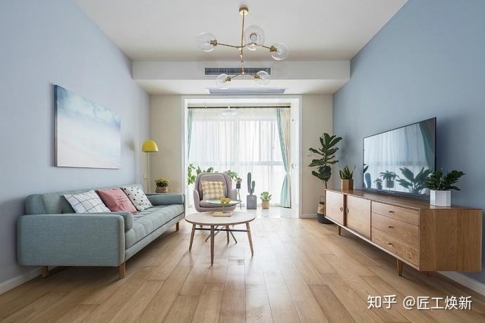 90㎡清爽北歐風(fēng)，淺藍(lán)空間，最喜歡半開放式廚房設(shè)計(jì)