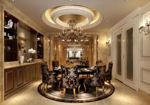 歐式別墅餐廳裝修效果圖,豪華別墅餐廳裝飾,別墅餐廳酒柜,【上海尚層別墅裝飾】兩河流域歐式風(fēng)格咨詢效果圖，尚層裝飾設(shè)計師牟丹青作品鑒賞！    				