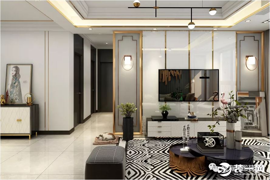 《【摩登4h5登陸地址】威海鴻圖裝飾山水城125㎡輕奢風(fēng)格 金色空間無(wú)盡浪漫！》