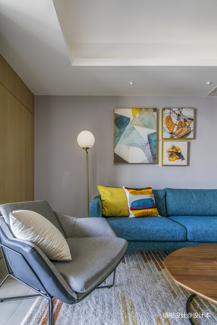 沙發(fā)裝修效果圖大客廳、中西廚、隱形門，79m現(xiàn)代簡約設(shè)計(jì)圖片賞析