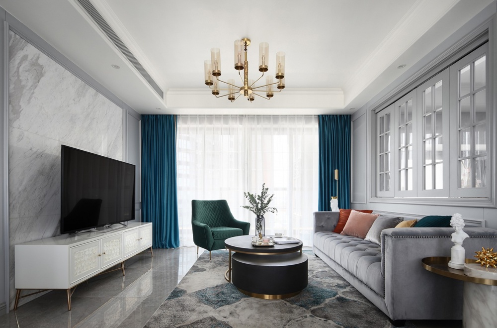 客廳窗簾裝修效果圖客廳“開”窗，書房搭帳篷！美式經(jīng)典客廳設(shè)計(jì)圖片賞析