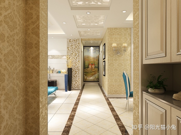 簡歐風(fēng)格家居裝修設(shè)計(jì)，130㎡三居室效果圖