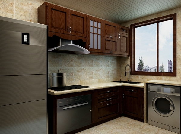 中式廚房裝修效果圖，廚房同樣可以呈現(xiàn)精致